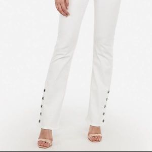 Express White Button Hem Bootcut Jeans 2